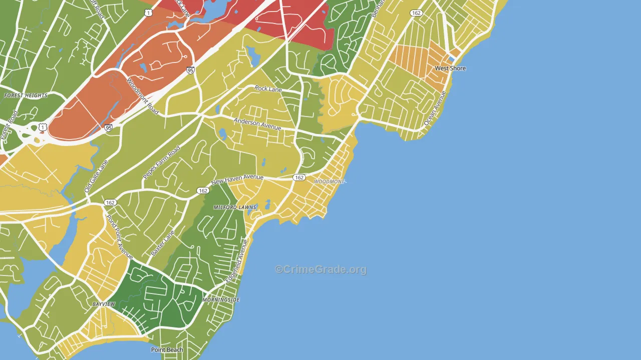 Woodmont, CT Map of Robbery Rates