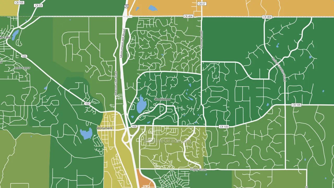 Woodmoor, CO Map of Robbery Rates