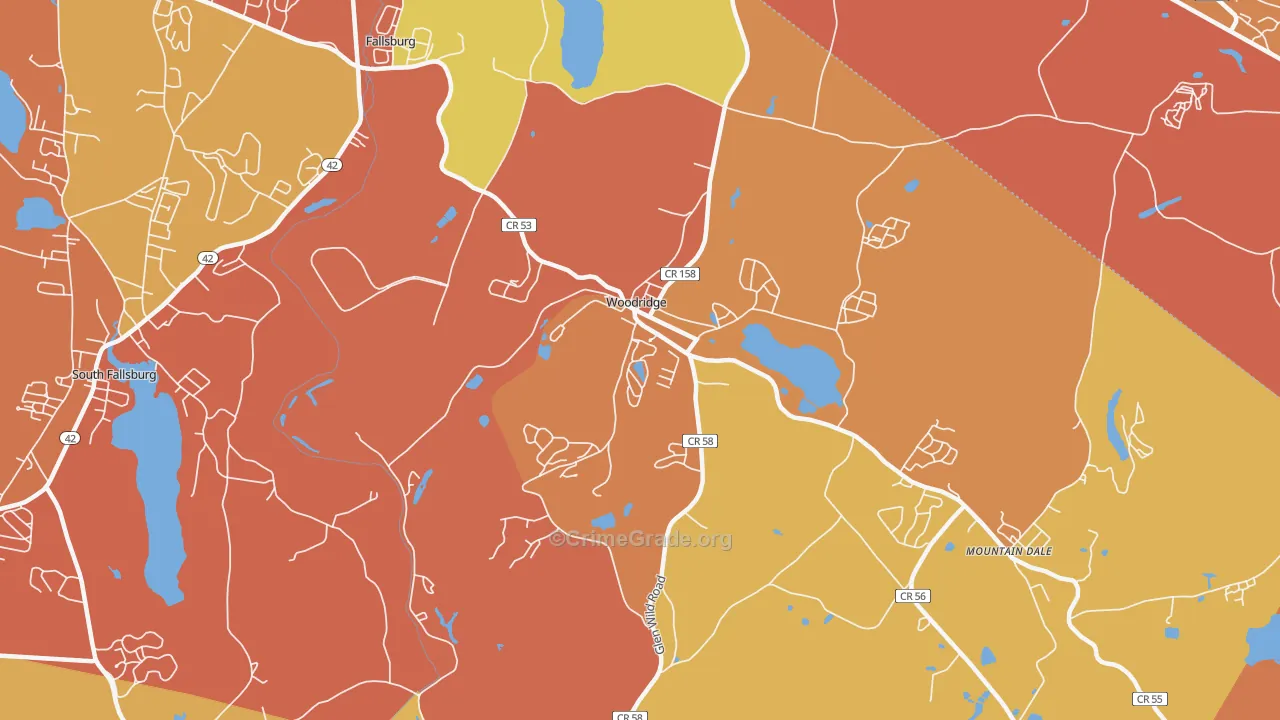 Woodridge, NY Map of Robbery Rates