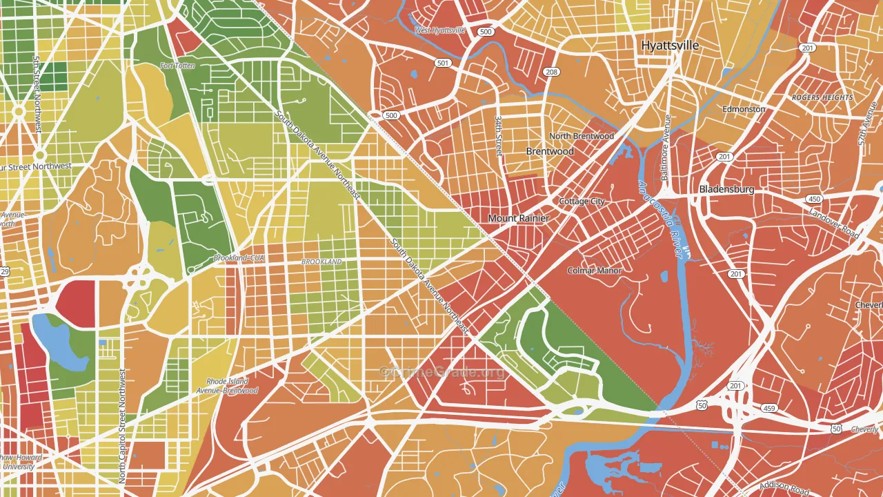 Woodridge, Washington, DC Map of Robbery Rates