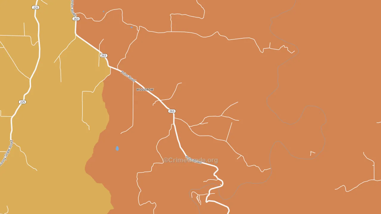 Woodrow, AR Map of Robbery Rates