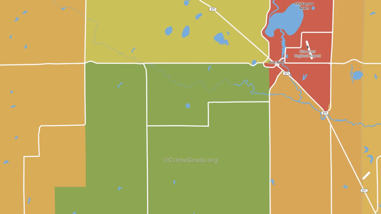 Woodrow, MN Map of Robbery Rates
