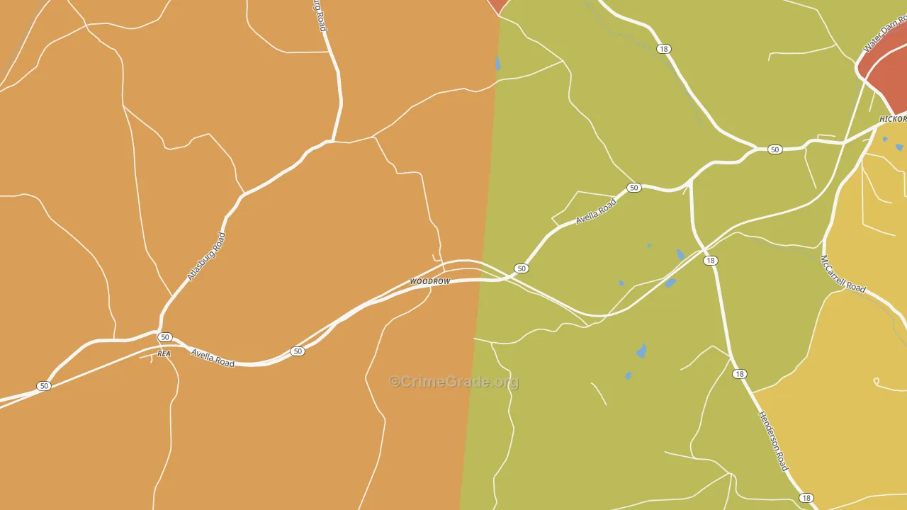 Woodrow, PA Map of Robbery Rates