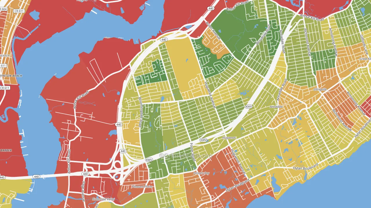 Woodrow, Staten Island, NY Map of Robbery Rates