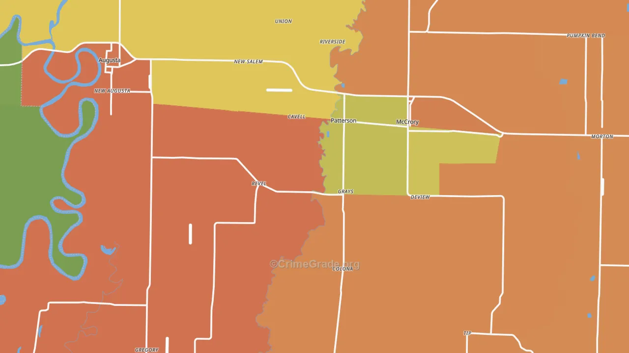Woodruff County, AR Map of Robbery Rates