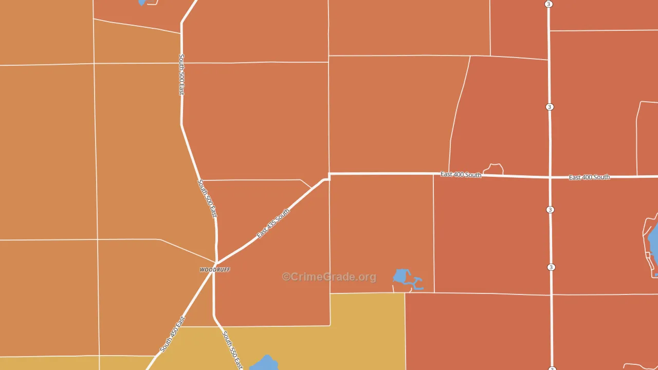 Woodruff, IN Map of Robbery Rates