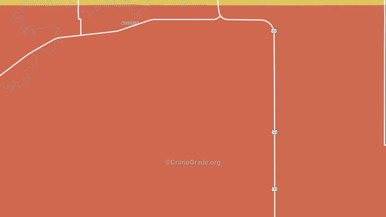 Woodruff, KS Map of Robbery Rates