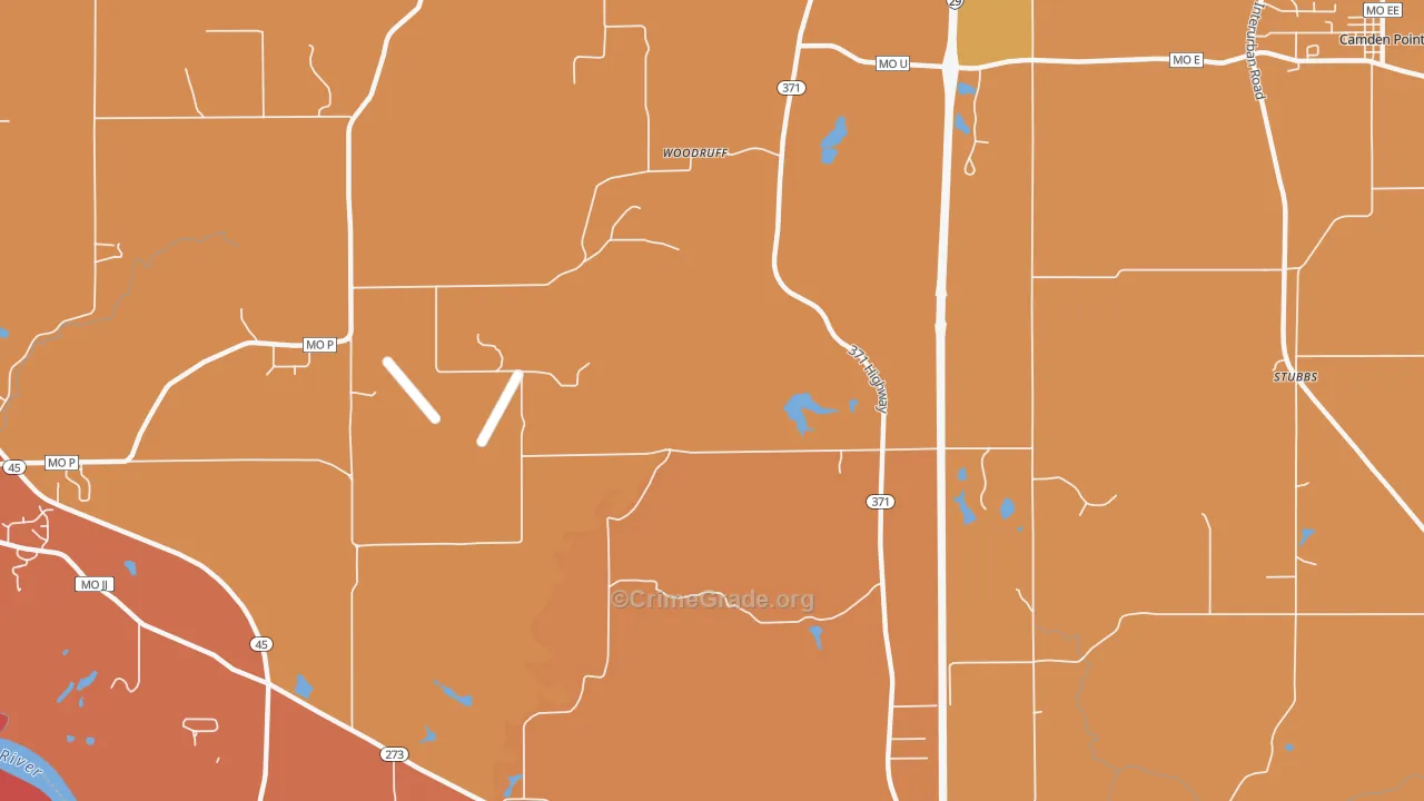 Woodruff, MO Map of Robbery Rates