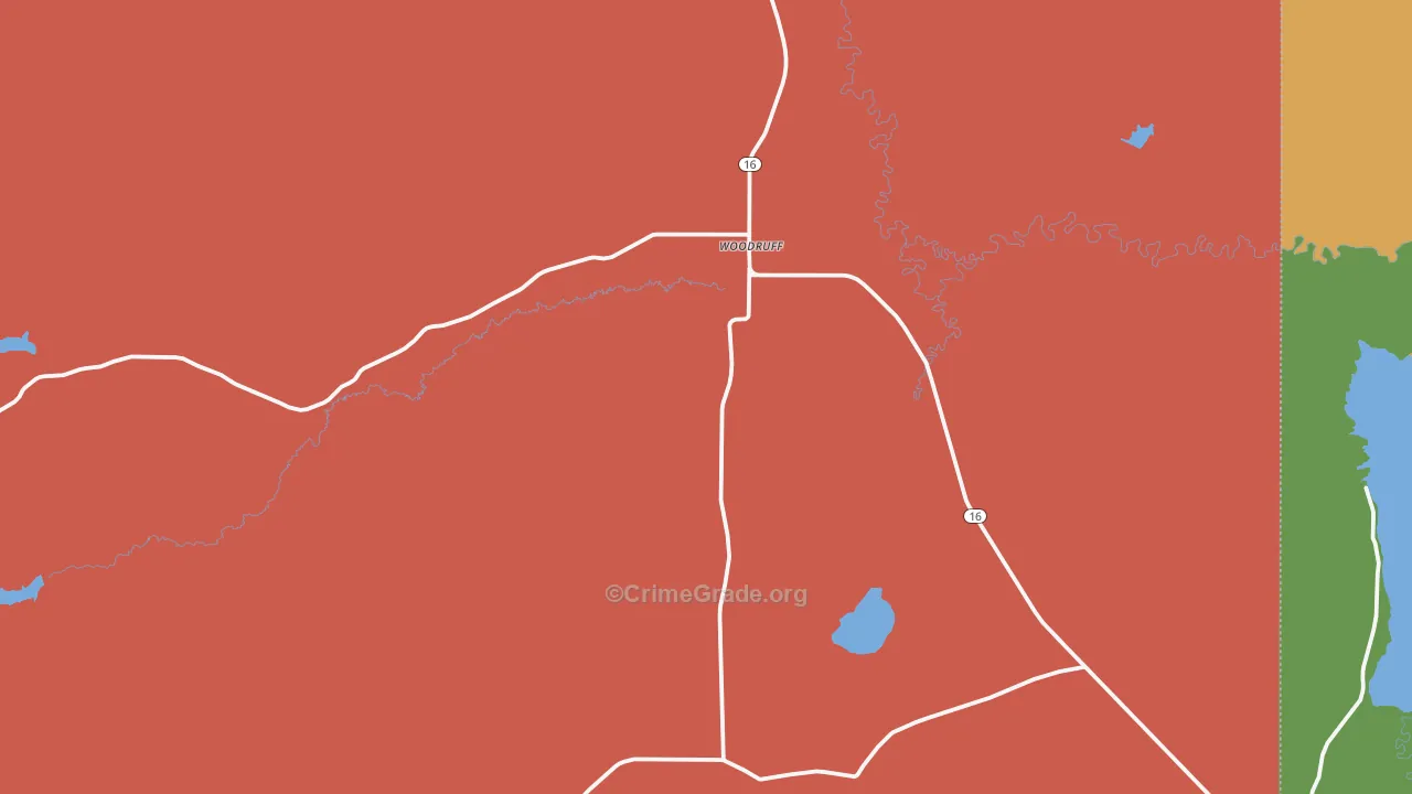 Woodruff, UT Map of Robbery Rates