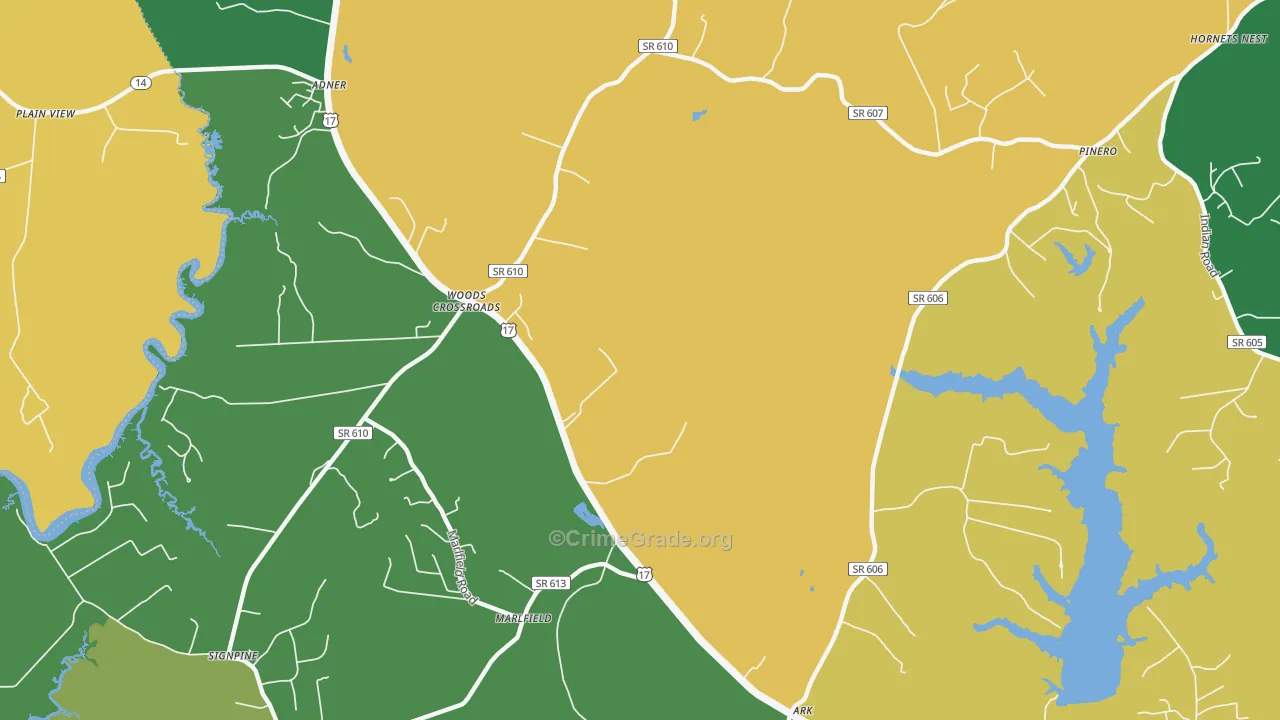 Woods Cross Roads, VA Map of Robbery Rates