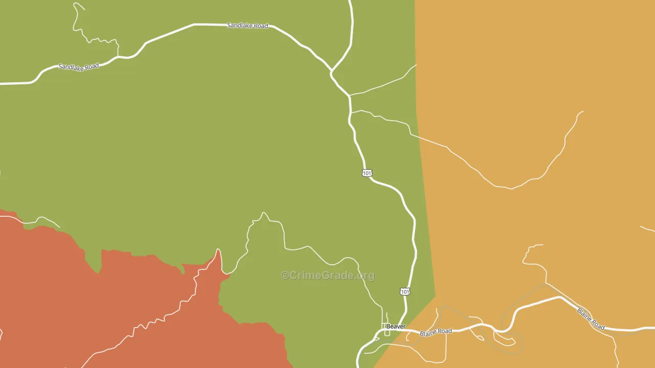 Woods, OR Map of Robbery Rates