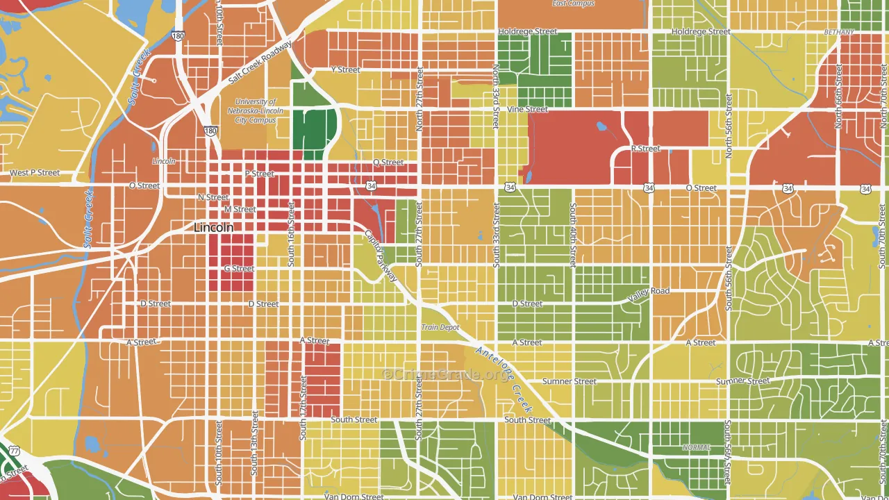 Woods Park, Lincoln, NE Map of Robbery Rates