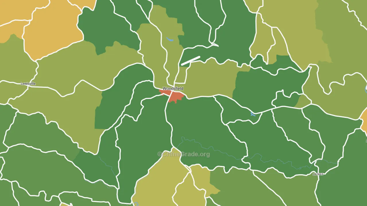 Woodsfield, OH Map of Robbery Rates