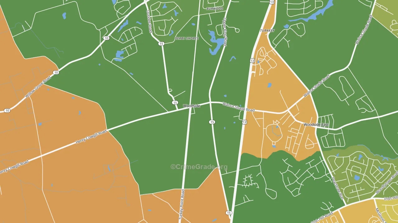 Woodside, DE Map of Robbery Rates