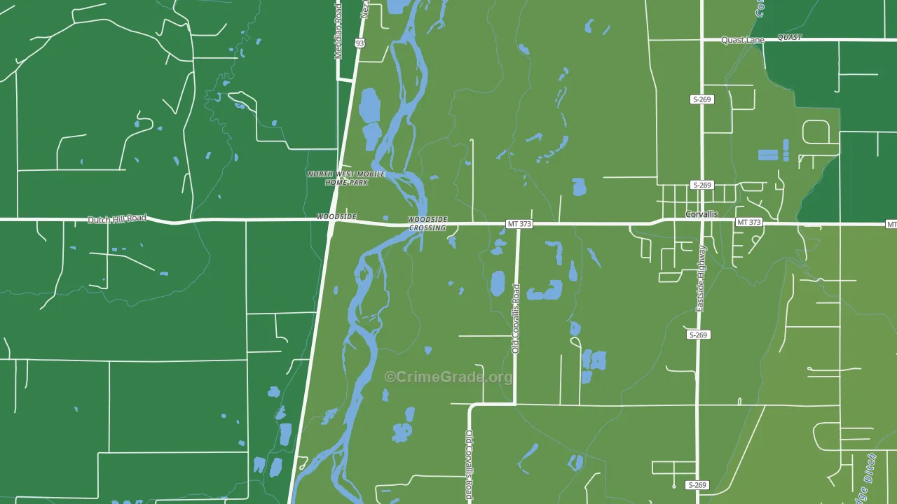 Woodside, MT Map of Robbery Rates