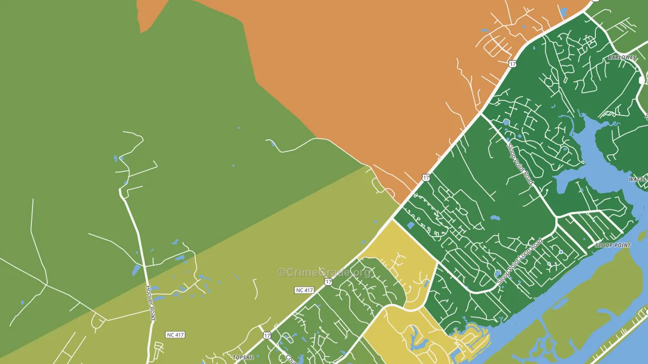 Woodside, NC Map of Robbery Rates