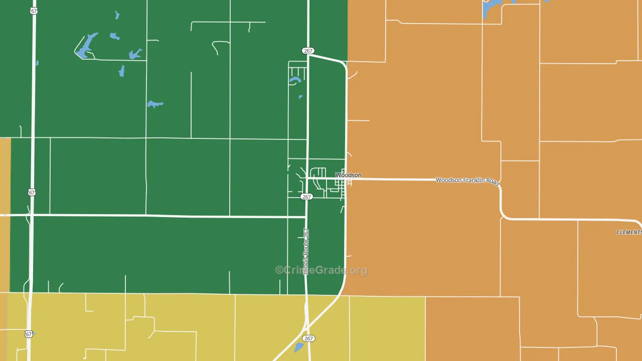 Woodson, IL Map of Robbery Rates