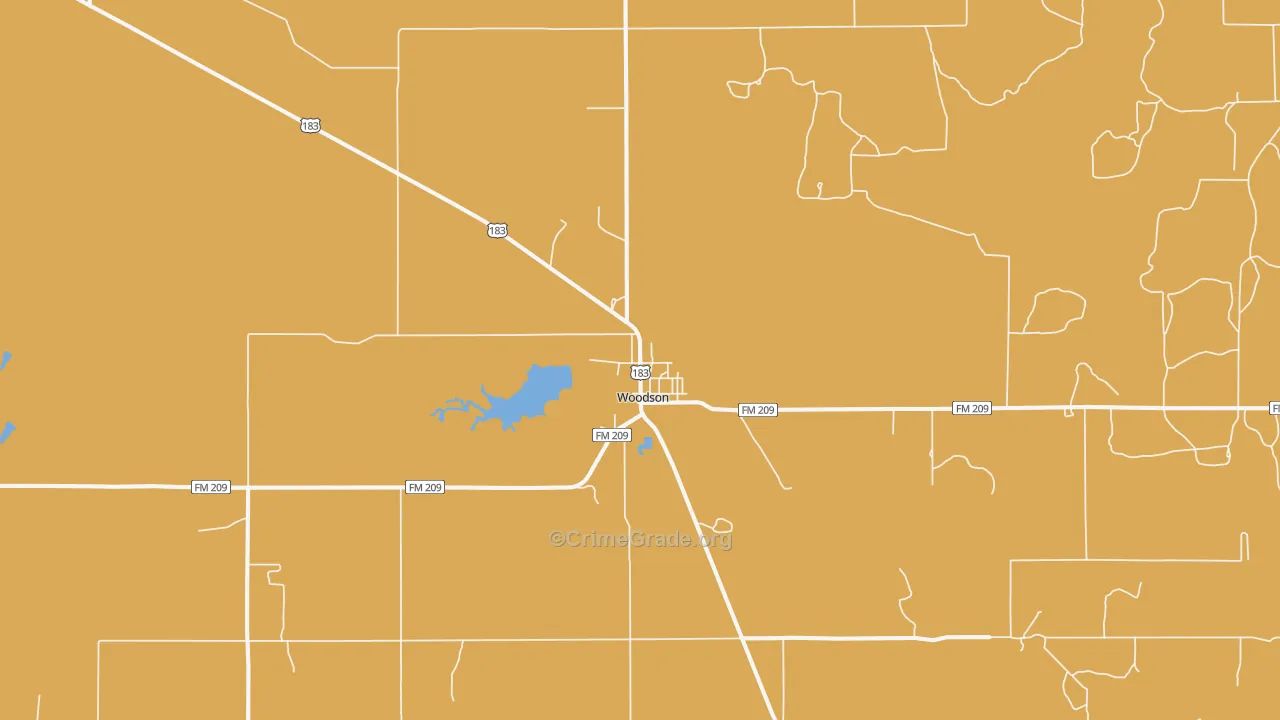 Woodson, TX Map of Robbery Rates