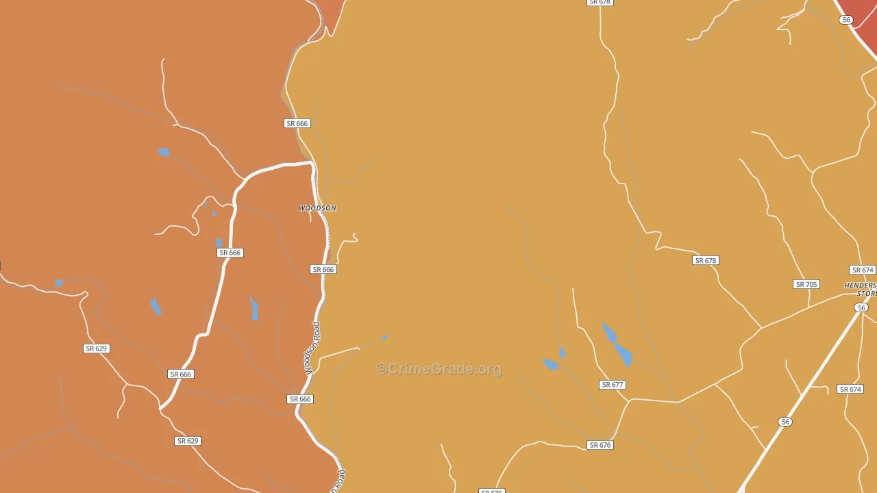 Woodson, VA Map of Robbery Rates