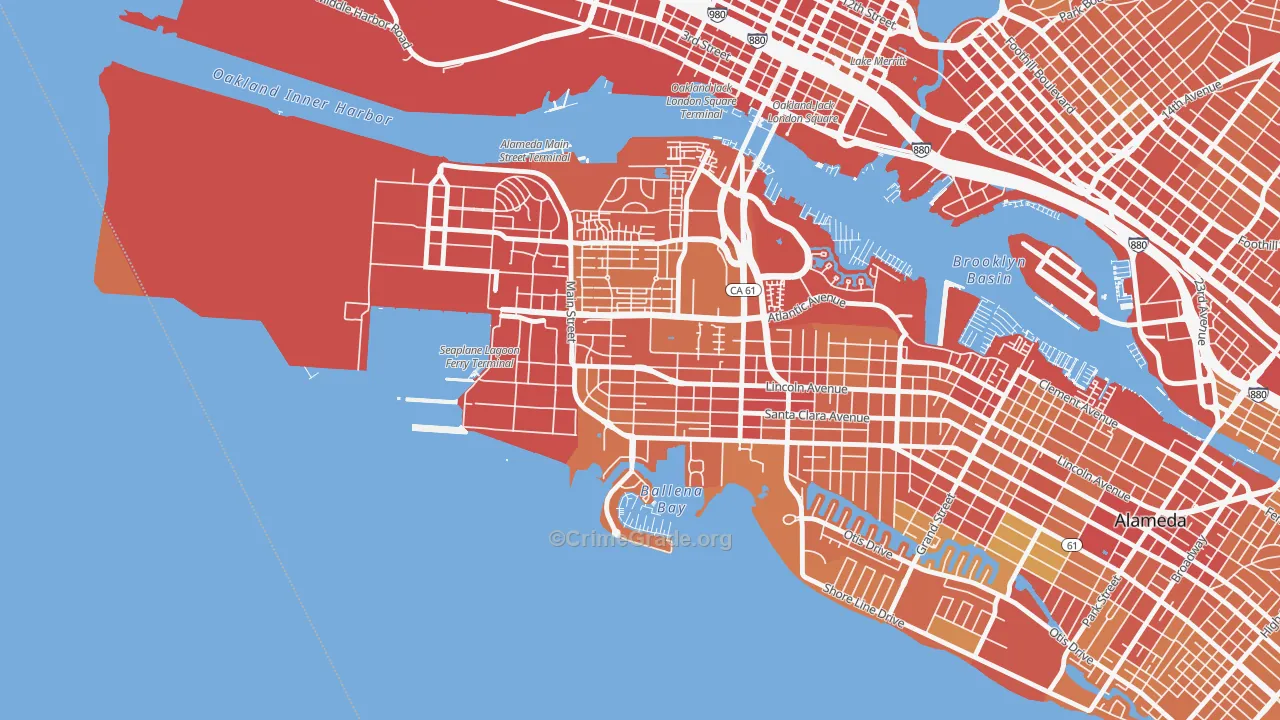 Woodstock, Alameda, CA Map of Robbery Rates