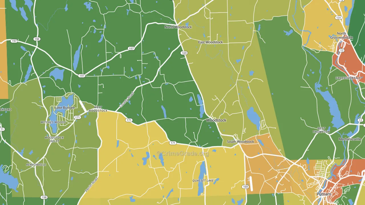 Woodstock, CT Map of Robbery Rates