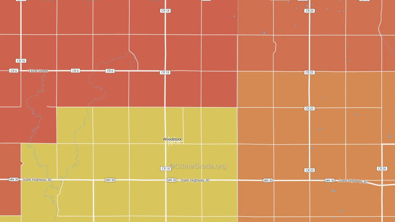 Woodstock, MN Map of Robbery Rates