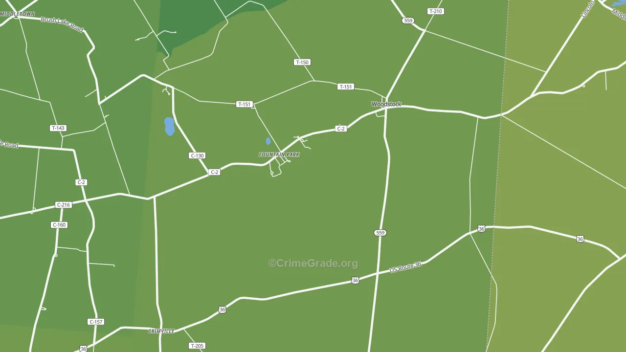 Woodstock, OH Map of Robbery Rates
