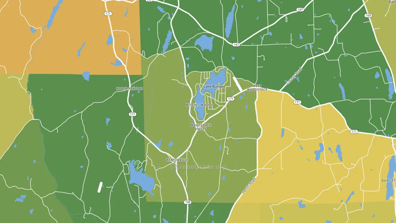 Woodstock Valley, CT Map of Robbery Rates