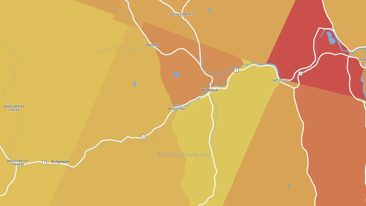 Woodstock, VT Map of Robbery Rates