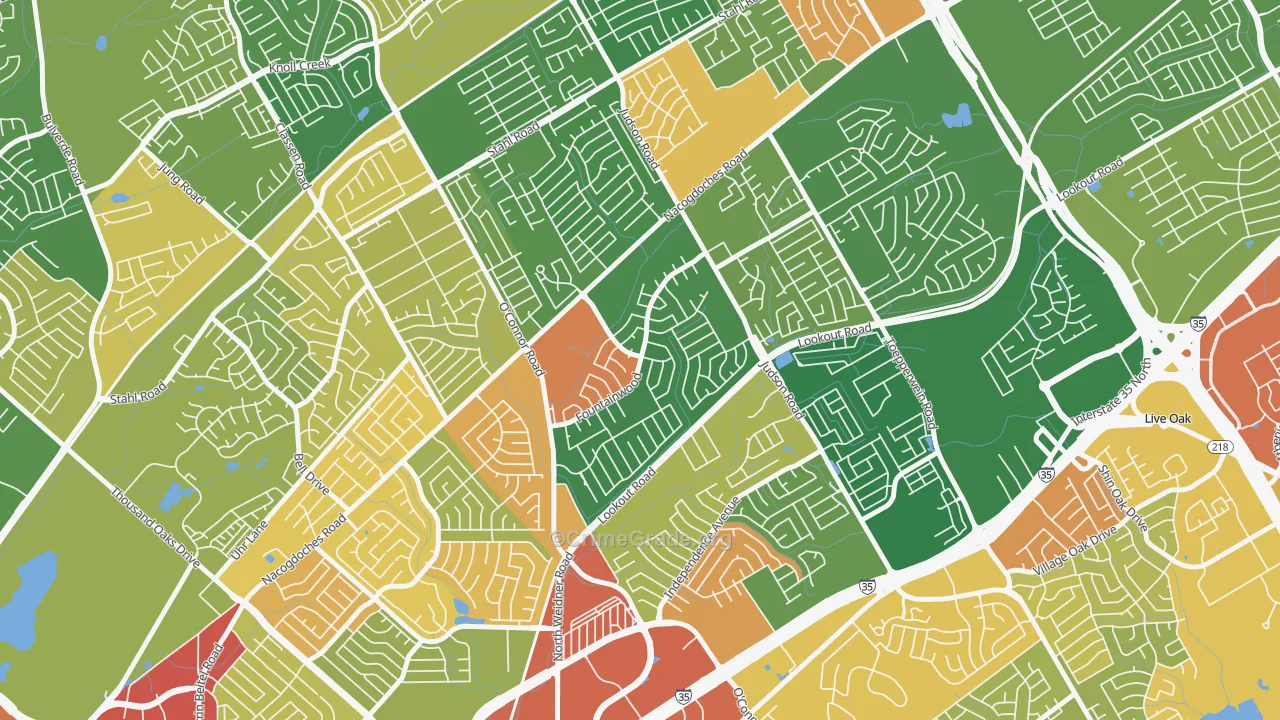 Woodstone, San Antonio, TX Map of Robbery Rates
