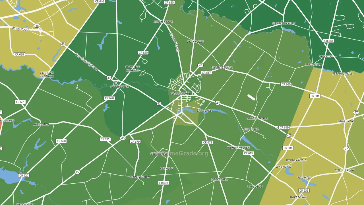 Woodstown, NJ Map of Robbery Rates