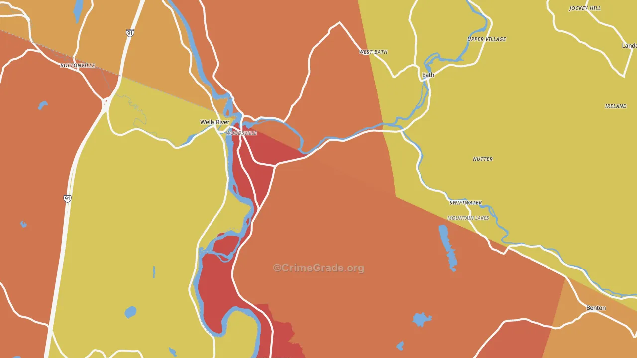 Woodsville, NH Map of Robbery Rates
