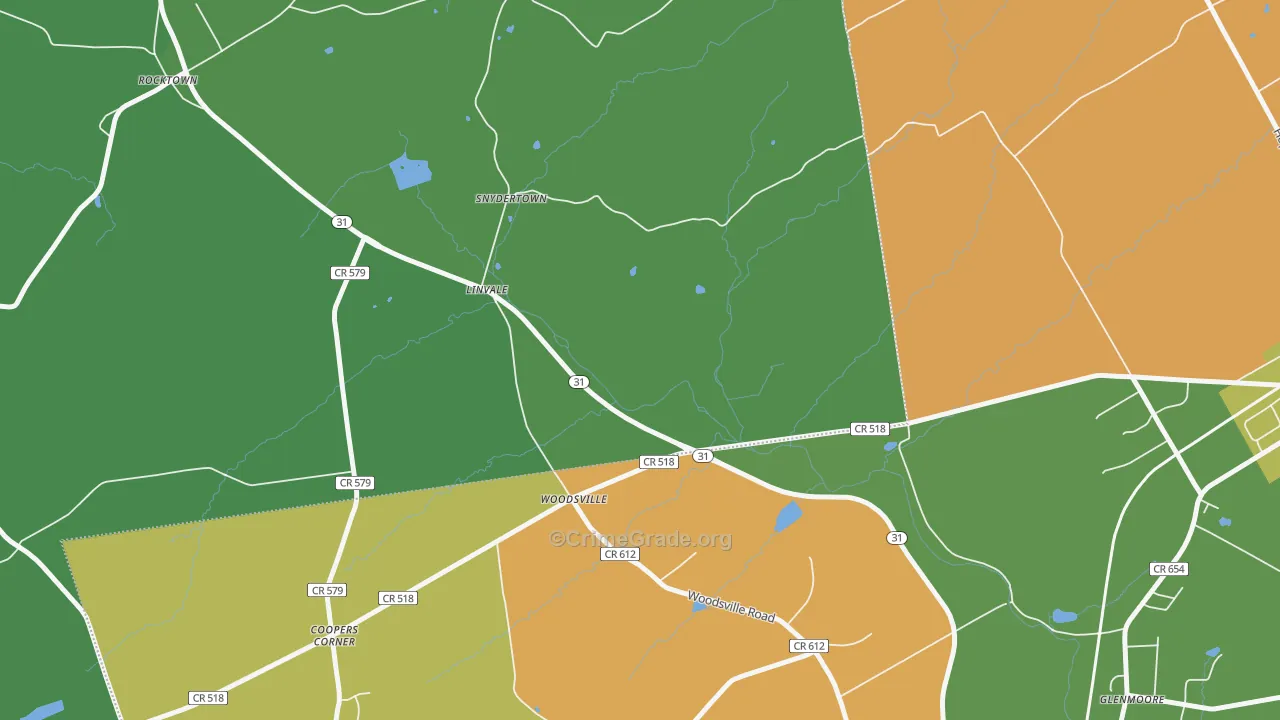 Woodsville, NJ Map of Robbery Rates