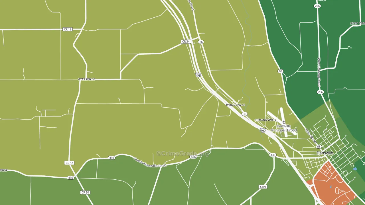 Woodsville, NY Map of Robbery Rates