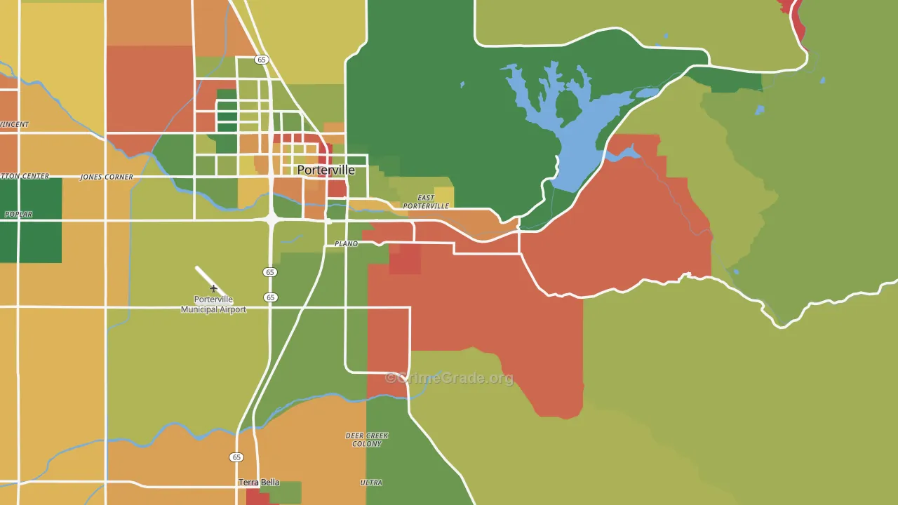 Woodville, CA Map of Robbery Rates