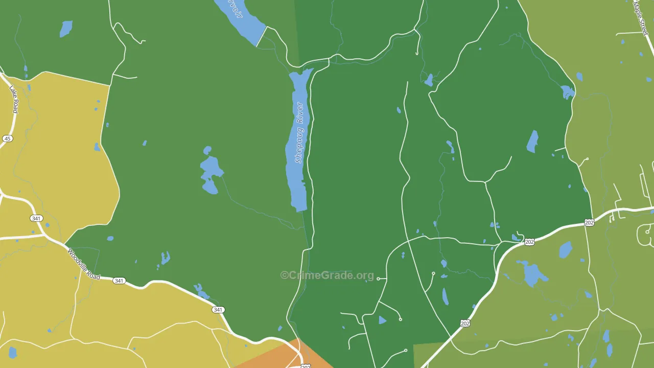 Woodville, CT Map of Robbery Rates