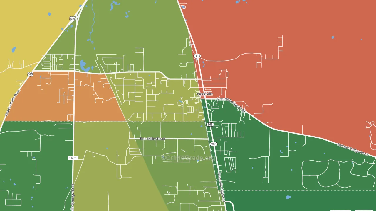 Woodville, FL Map of Robbery Rates
