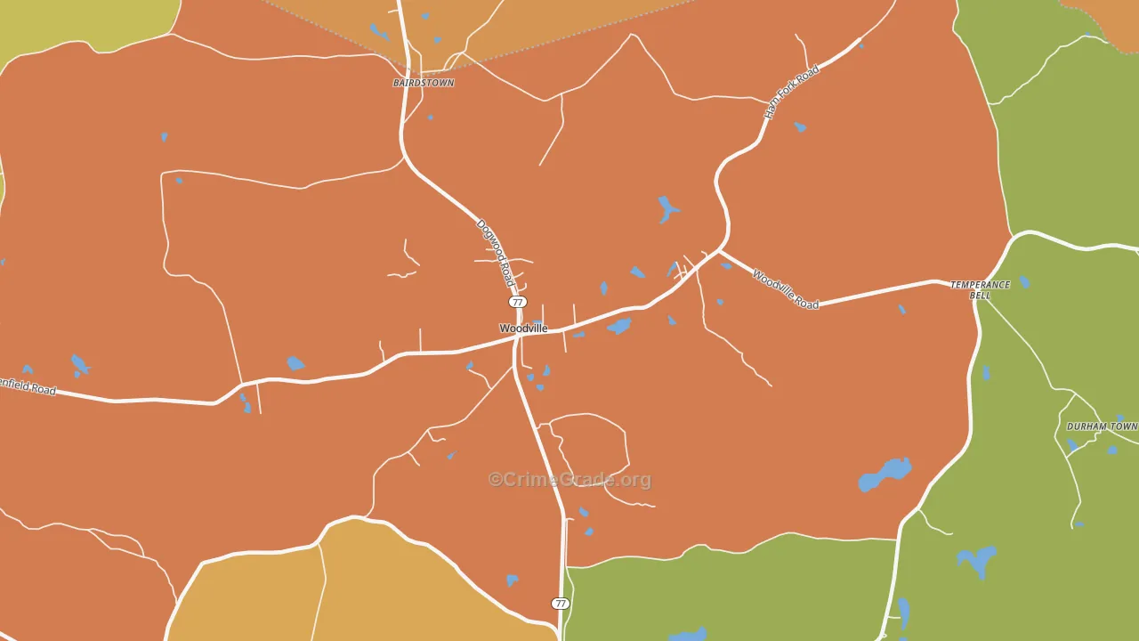 Woodville, GA Map of Robbery Rates