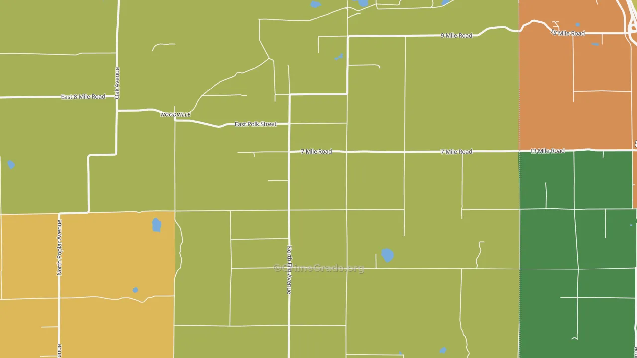 Woodville, MI Map of Robbery Rates