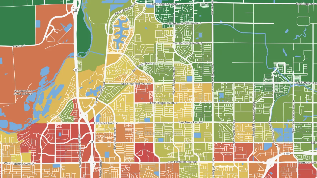 Woodward Park, Fresno, CA Map of Robbery Rates