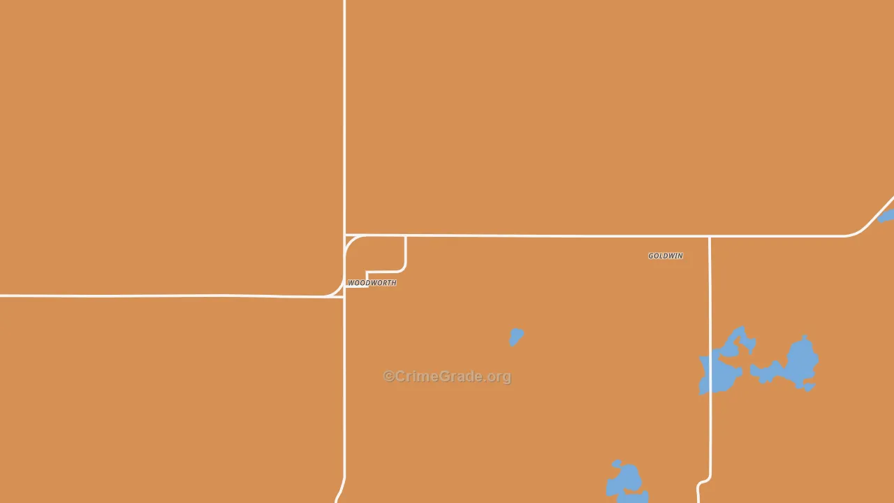 Woodworth, ND Map of Robbery Rates