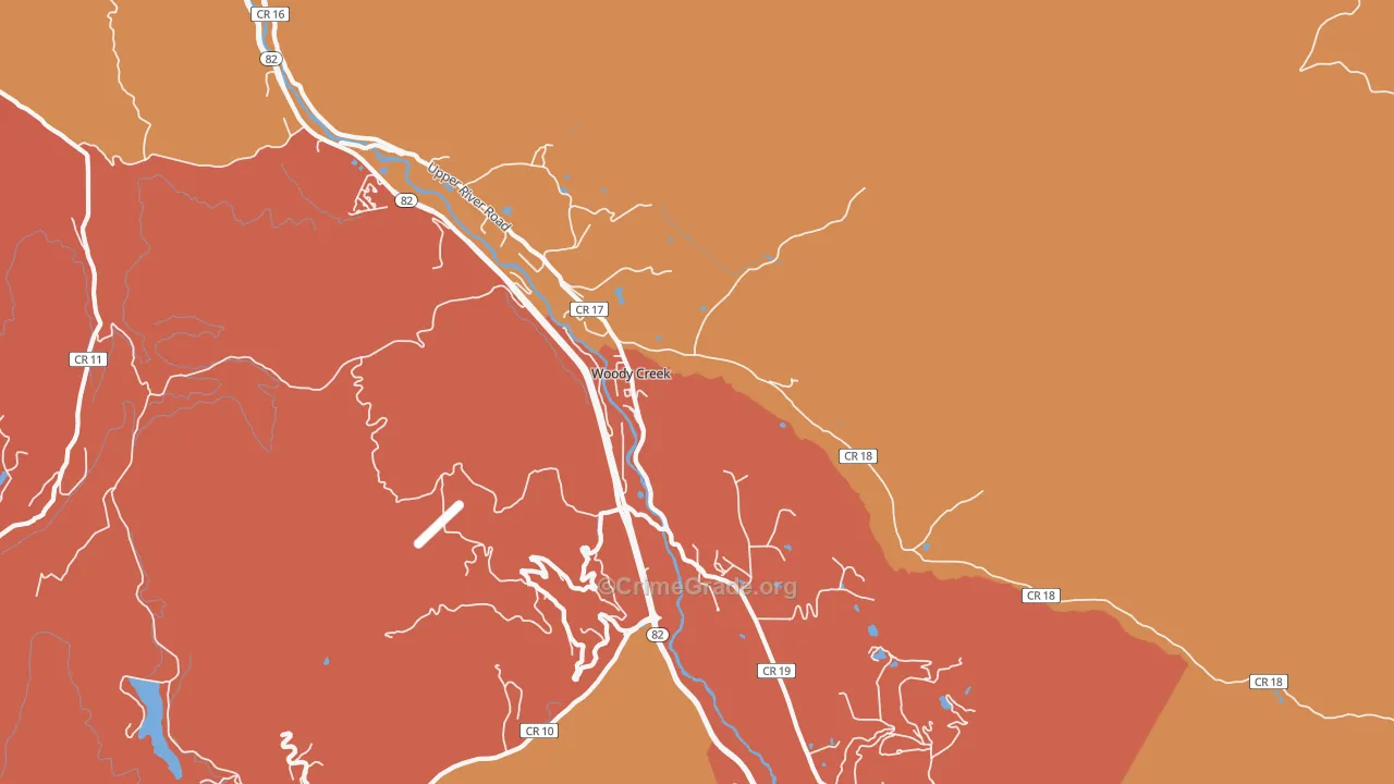 Woody Creek, CO Map of Robbery Rates