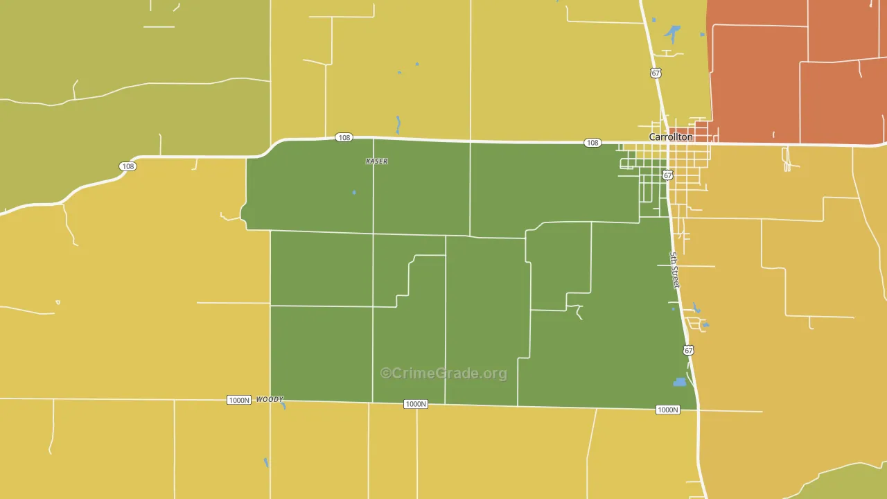 Woody, IL Map of Robbery Rates