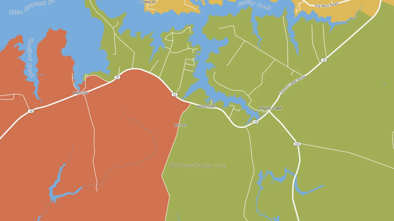 Woolford, MD Map of Robbery Rates