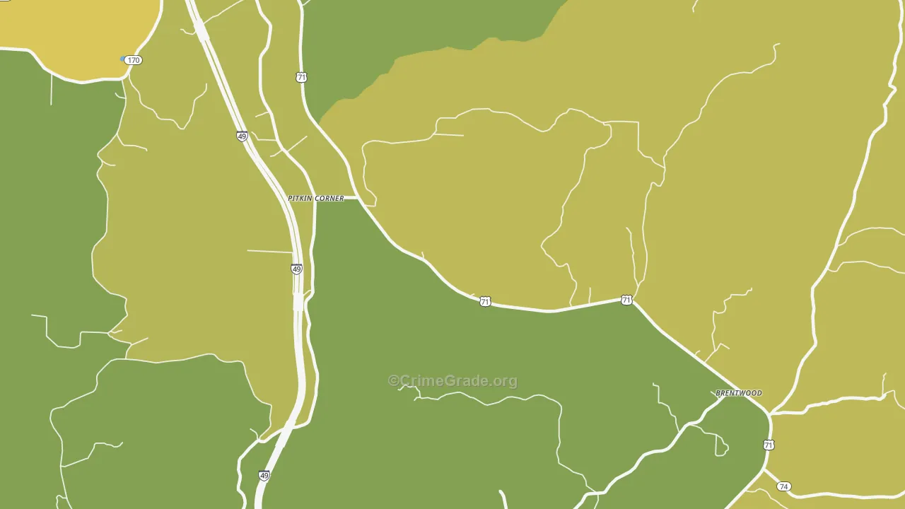 Woolsey, AR Map of Robbery Rates