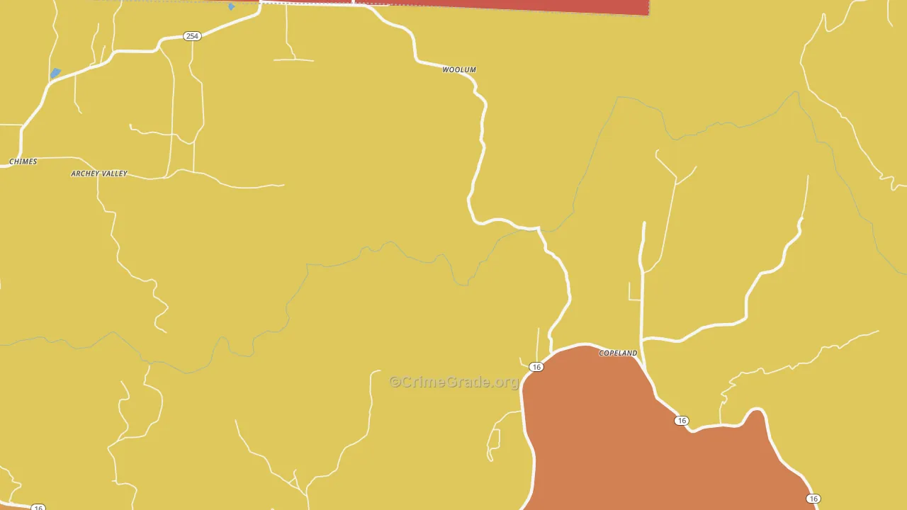 Woolum, AR Map of Robbery Rates