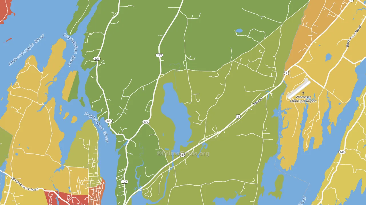 Woolwich, ME Map of Robbery Rates