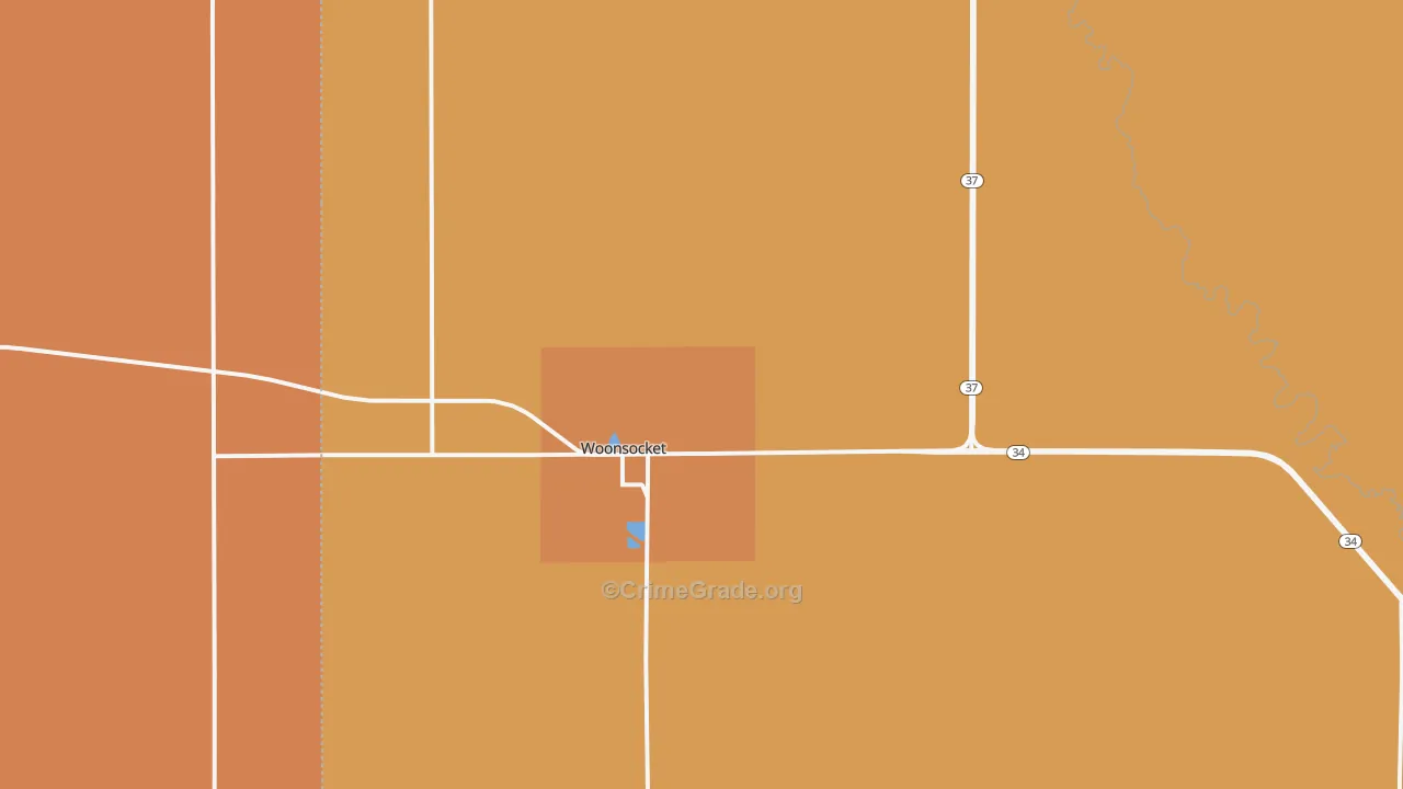 Woonsocket, SD Map of Robbery Rates