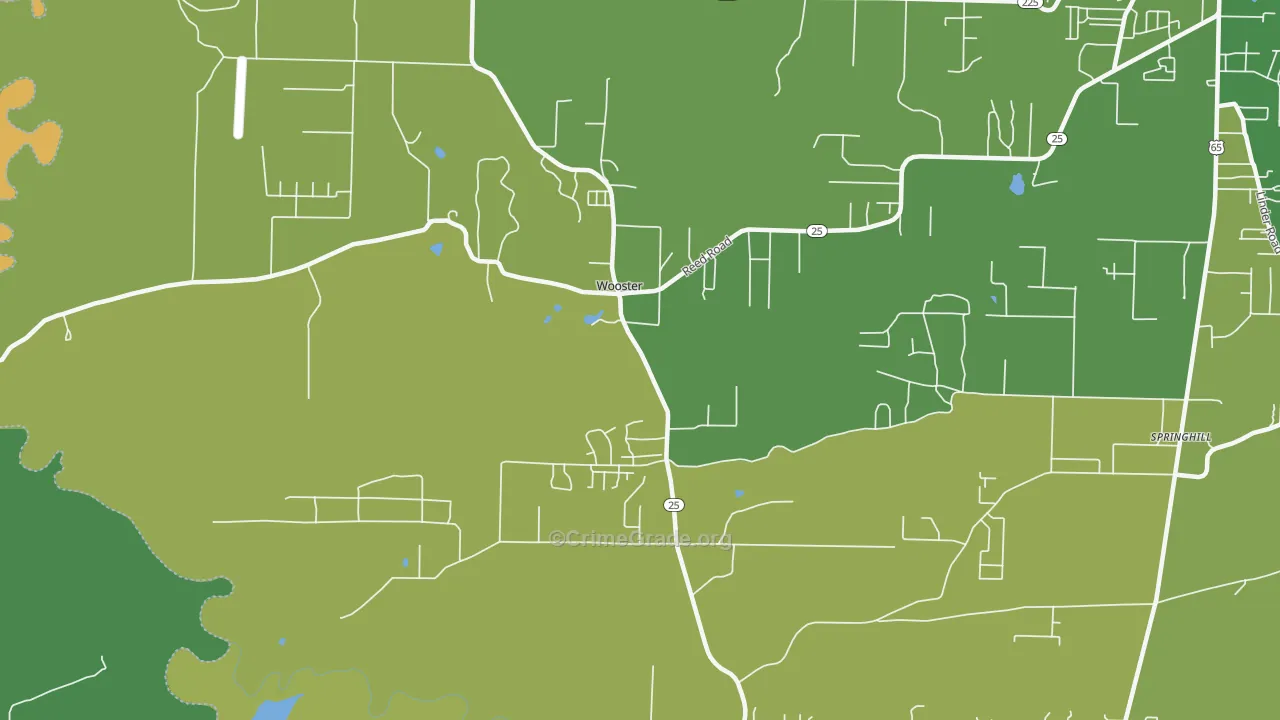 Wooster, AR Map of Robbery Rates