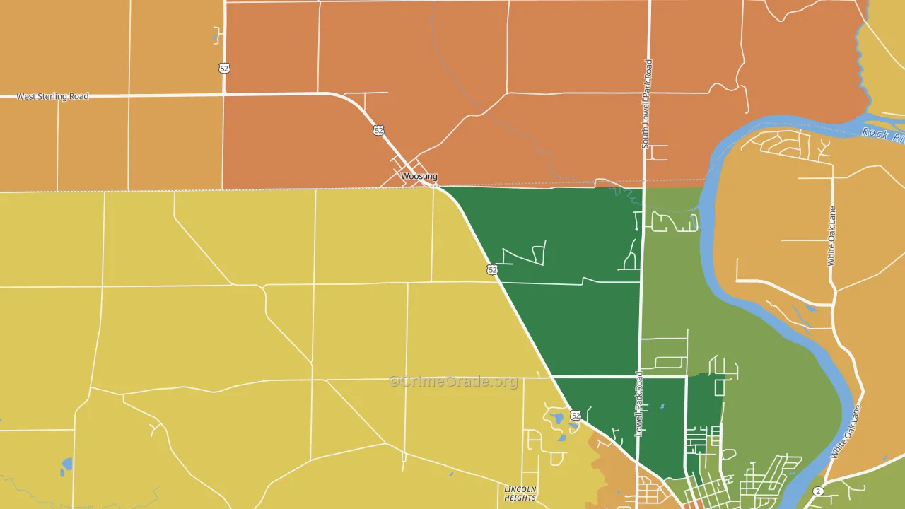 Woosung, IL Map of Robbery Rates